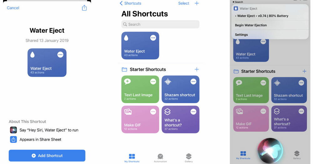 طريقة إخراج الماء باستخدام Siri Shortcut