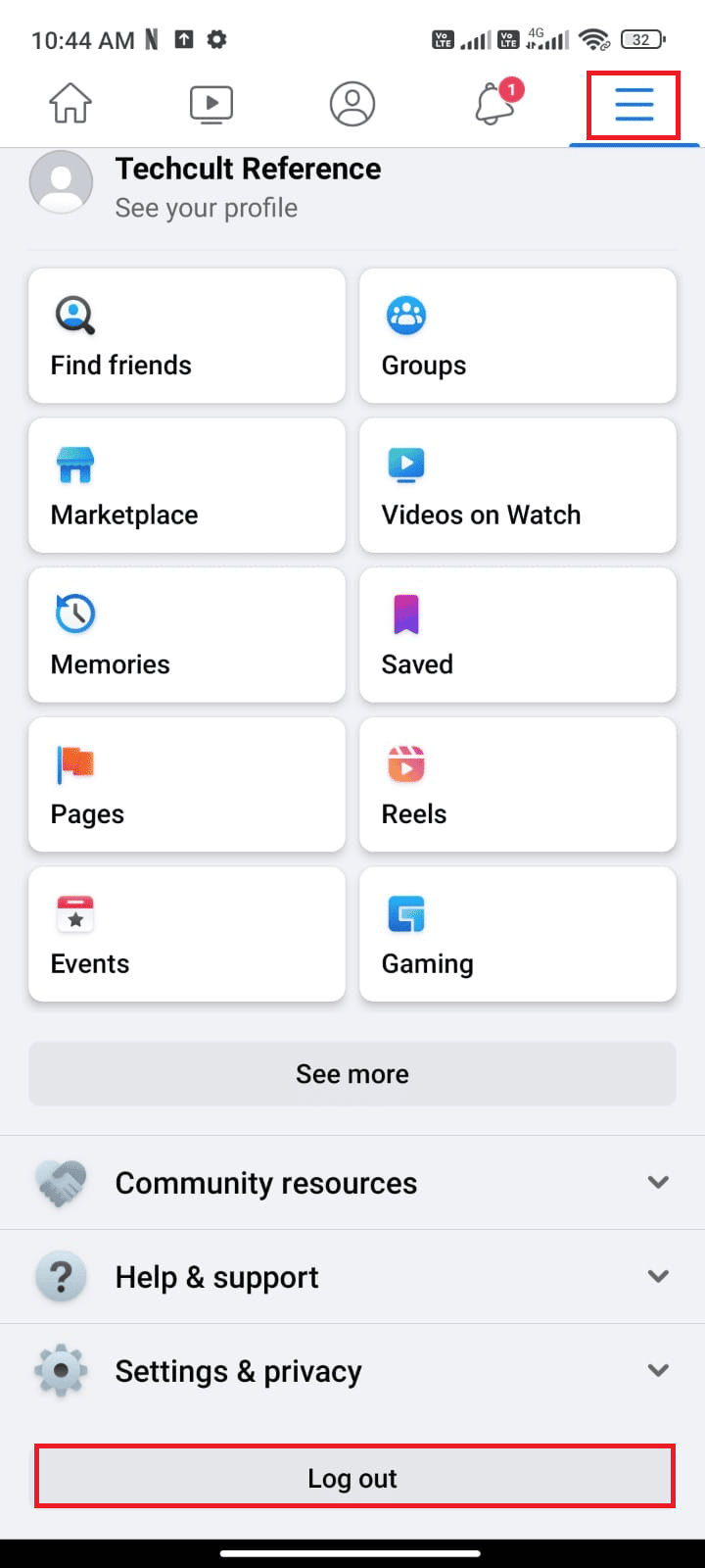 اضغط على تسجيل الخروج في الجزء السفلي من الشاشة
