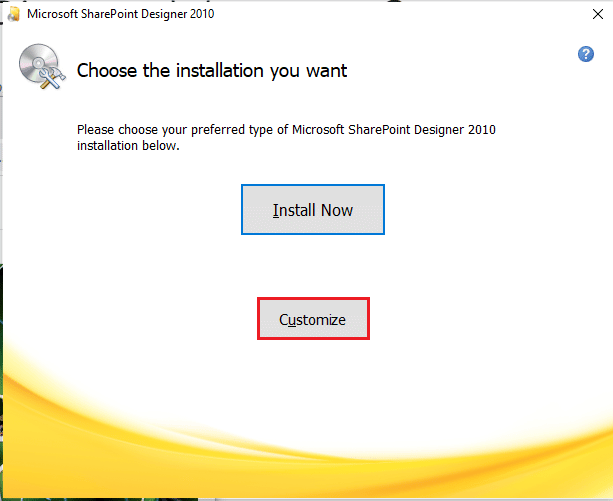 انقر فوق خيار التخصيص لتعديل الإعدادات