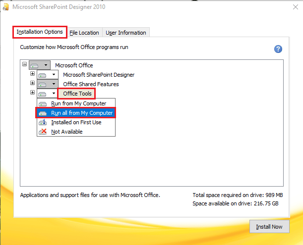 حدد الخيار تشغيل الكل من جهاز الكمبيوتر الخاص بي
