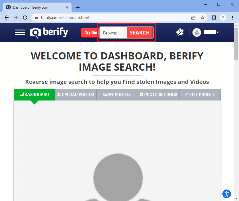 للبحث عن الصور اضغط على شريط البحث