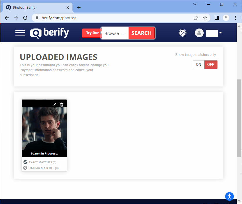 سيقوم berify بمعالجة الصورة وستظهر النتائج