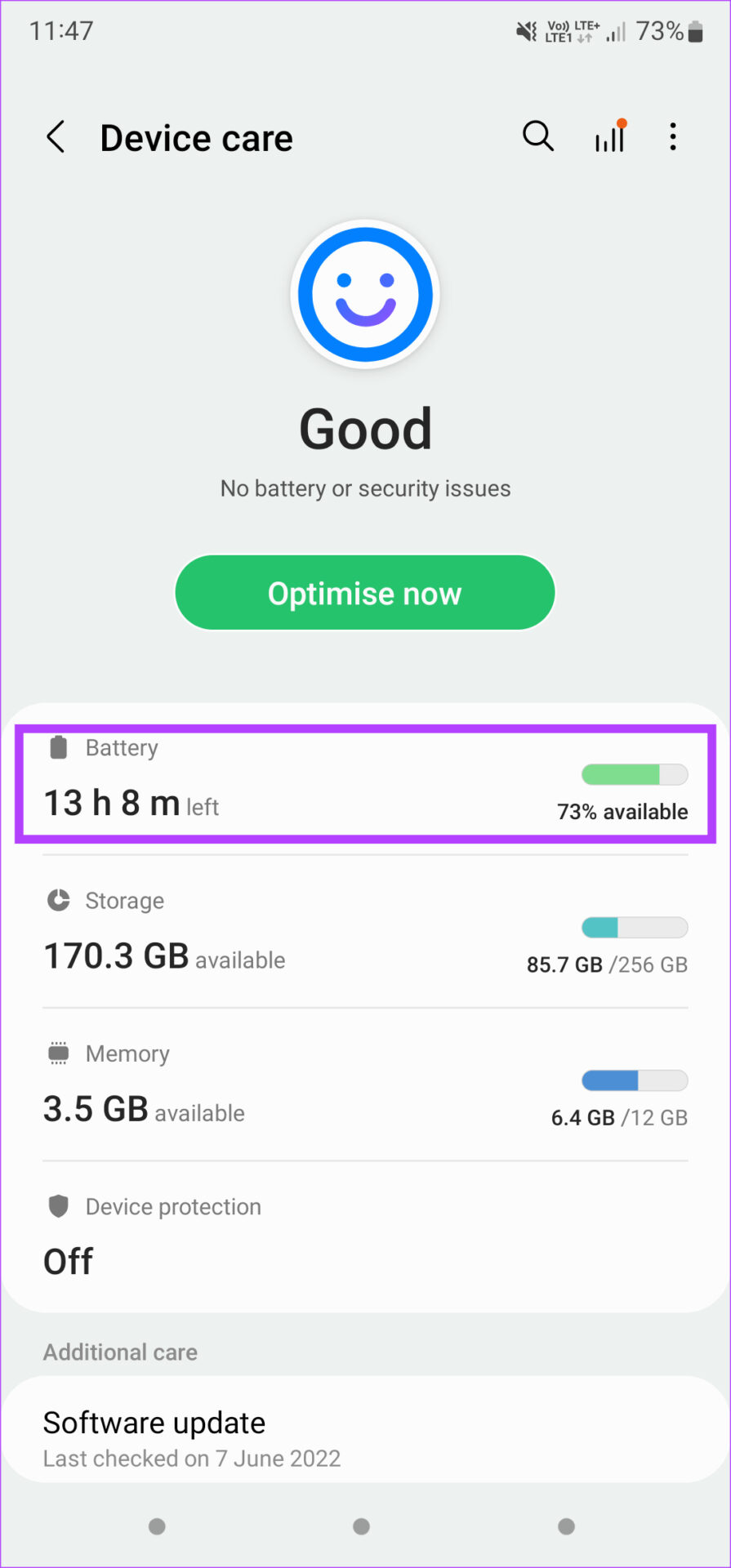 إعدادات البطارية