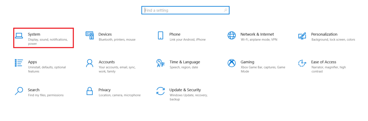 قائمة إعدادات Windows