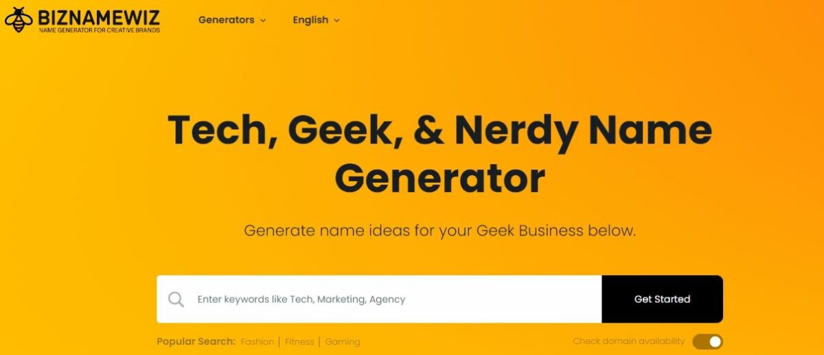 لقطة شاشة لـ biznamewiz team name generator