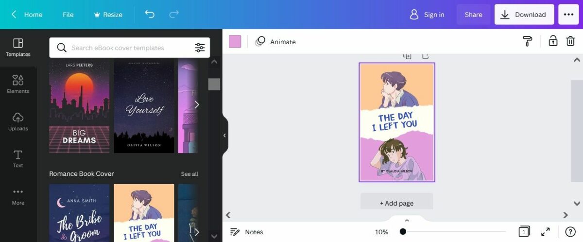 تحرير قالب كتاب على Canva