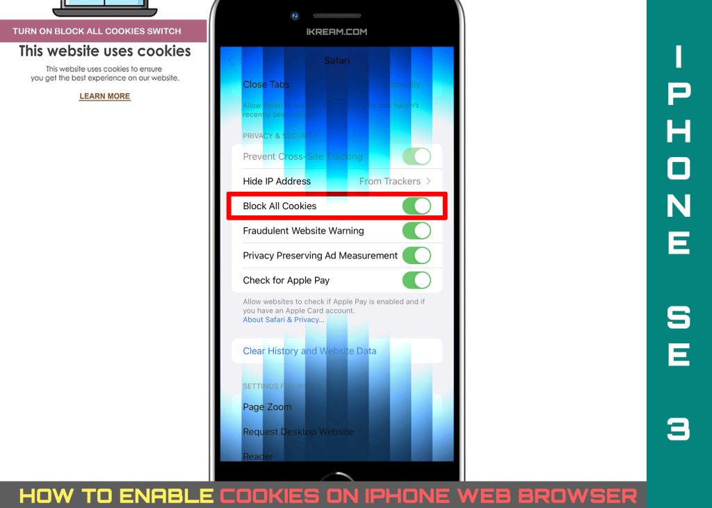 كيفية تفعيل الكوكيز على آيفون Safari 15 62efcab61e775 كيفية تفعيل الكوكيز على آيفون Safari
