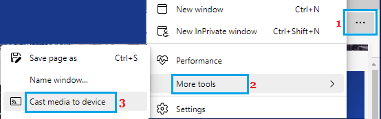 كيفية عرض شاشة الكمبيوتر على التلفزيون: Windows 11/10 24 Cast Media to Device Option in Microsoft Edge
