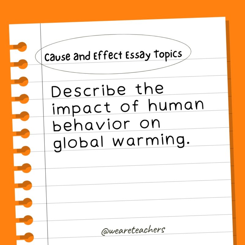 مواضيع مثيرة للاهتمام للطلاب: السبب والنتيجة 2 وصف تأثير السلوك البشري على ظاهرة الاحتباس الحراري.