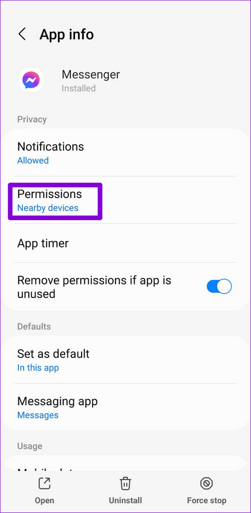 8 Meilleures façons de réparer message vocal messenger ne marche pas iphone 3 Facebook Messenger Permissions on Android 1 8 Meilleures façons de réparer message vocal messenger ne marche pas iphone