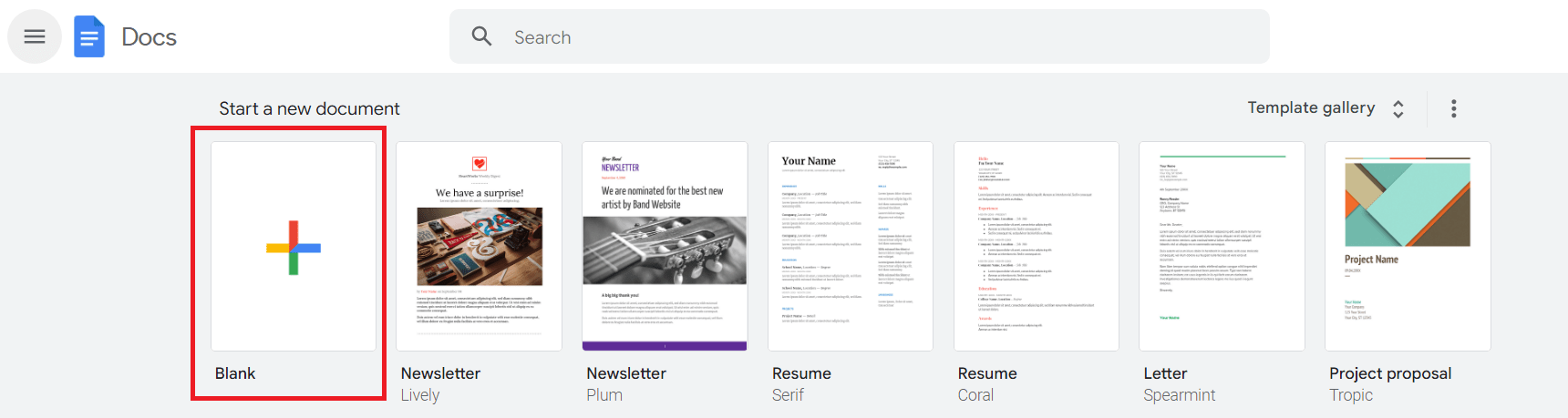 Google Docs Homepage