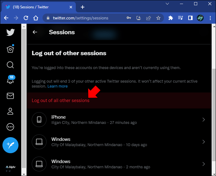 Comment se déconnecter de Twitter (X) sur un PC ou un appareil mobile ? 24 How to Force Logout of All Twitter Instances on a PC 6 1 Comment se déconnecter de Twitter (X) sur un PC ou un appareil mobile ?