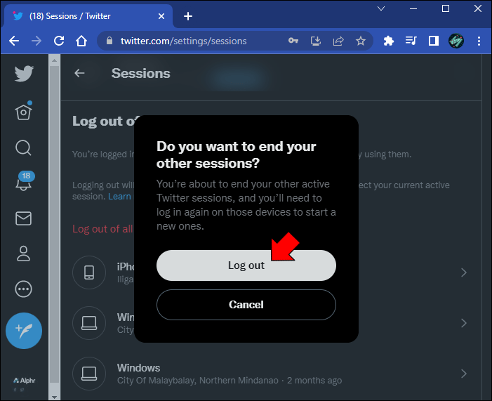 Comment se déconnecter de Twitter (X) sur un PC ou un appareil mobile ? 25 How to Force Logout of All Twitter Instances on a PC 7 1 Comment se déconnecter de Twitter (X) sur un PC ou un appareil mobile ?