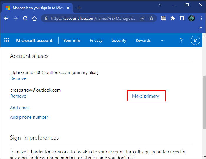 Make1 كيفية تغيير البريد الالكتروني في Outlook