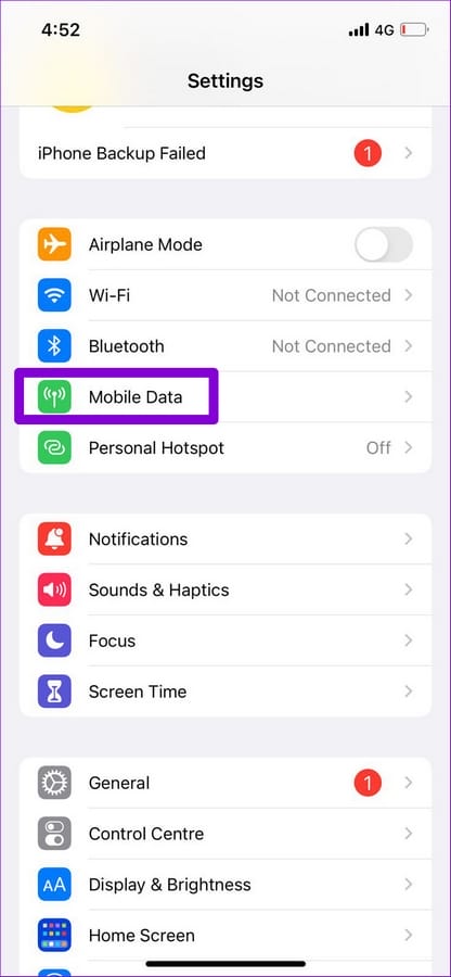 Mobile Data on iPhone 1 7 Façons de réparer l'absence de connexion à Internet de Facebook Messenger