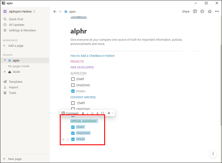 Comment décocher tout dans Notion 6 Notion 15 2 Comment décocher tout dans Notion