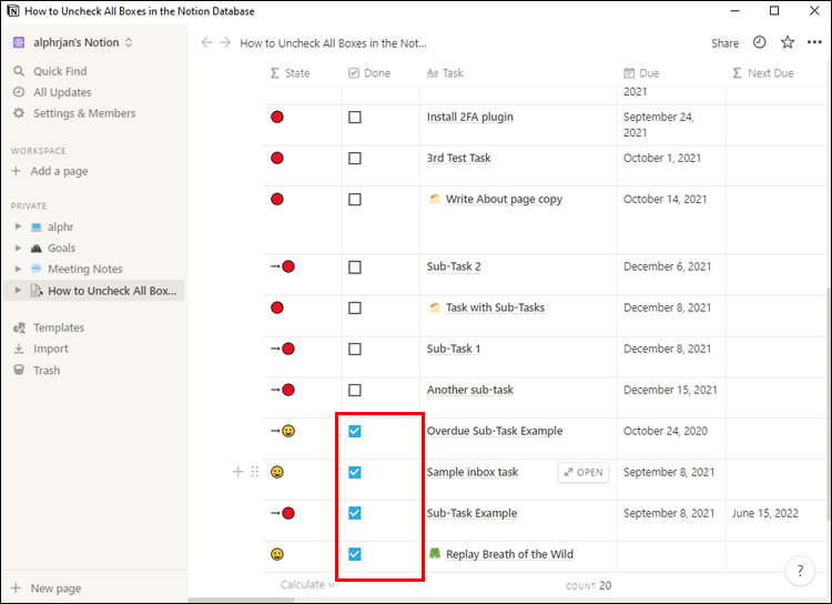 Comment décocher tout dans Notion 11 Notion 2 1 1 Comment décocher tout dans Notion