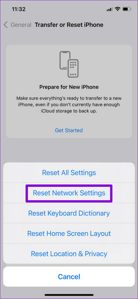 Reset Network Settings on iPhone 1 7 Façons de réparer l'absence de connexion à Internet de Facebook Messenger