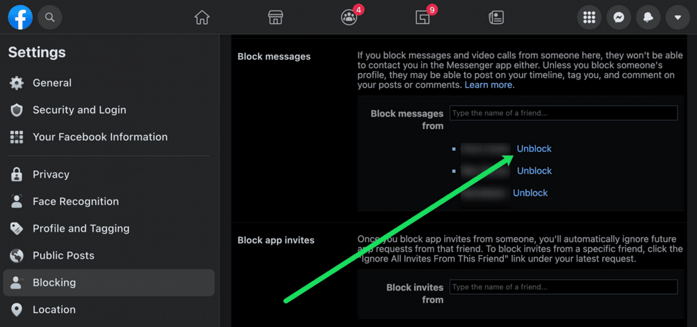 Screenshot 16 طريقة إلغاء حظر شخص ما على ماسنجر