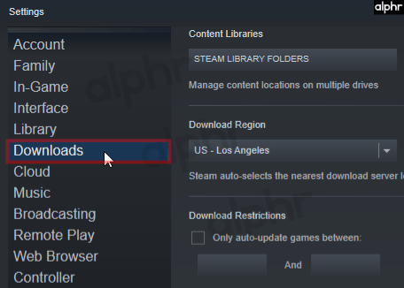 Steam change download region and bandwidth limit 002 طريقة تسريع تنزيلات ألعاب ستيم