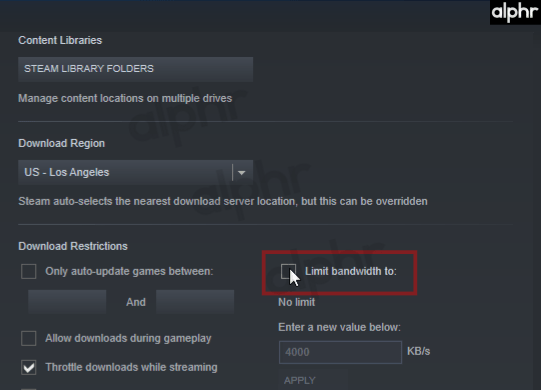 Steam change download region and bandwidth limit 004 طريقة تسريع تنزيلات ألعاب ستيم