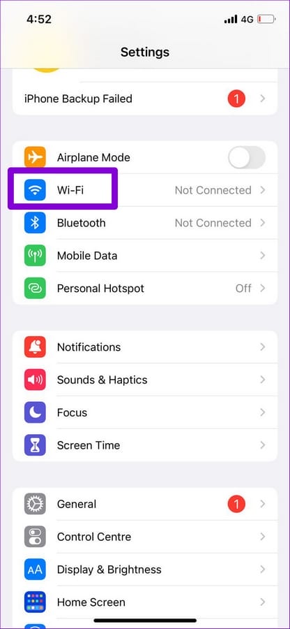 Wi Fi Settings on iPhone 2 1 7 Façons de réparer l'absence de connexion à Internet de Facebook Messenger