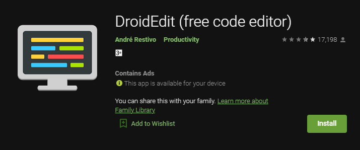 تطبيقات كتابة النصوص البرمجية على الأندرويد
