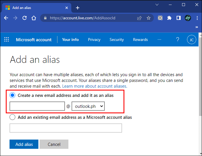 create1 1 كيفية تغيير البريد الالكتروني في Outlook
