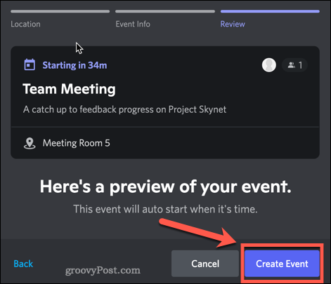 Comment créer un événement sur Discord 15 Creating a DIscord event in a text channel