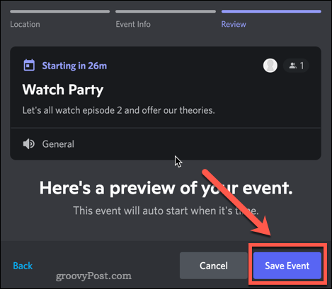 Comment créer un événement sur Discord 20 Saving an event on Discord