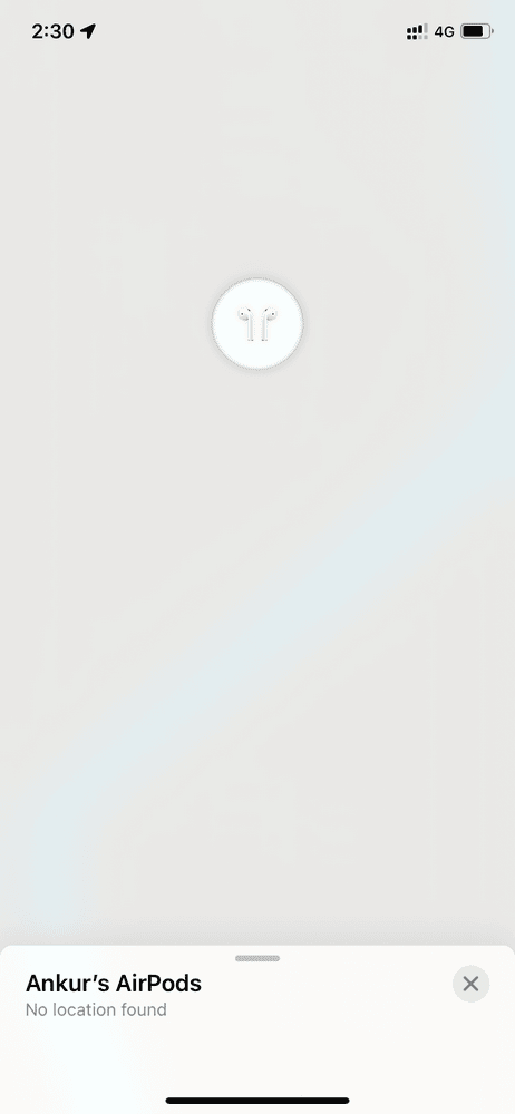 Find My app showing no location for AirPods