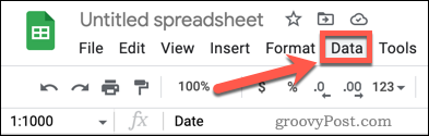 Open the Data menu in Google Sheets