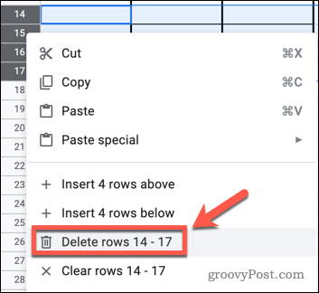 Deleting Google Sheets rows