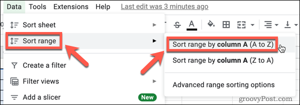 Sorting a Google Sheets range