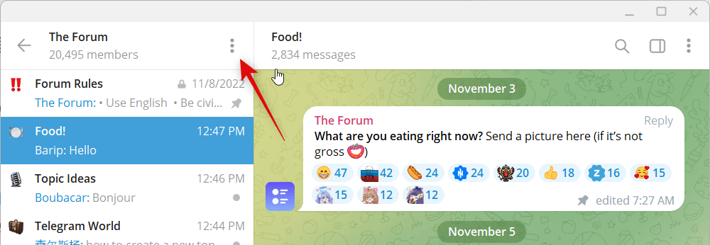 how to create group topics in telegram 3 كيفية إنشاء موضوع في دردشة جماعية على Telegram