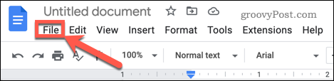 google docs file menu