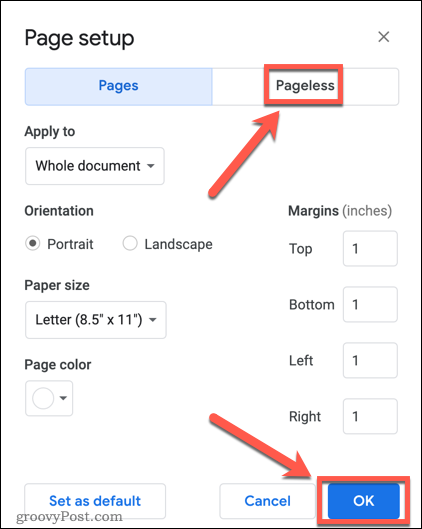 google docs pageless view