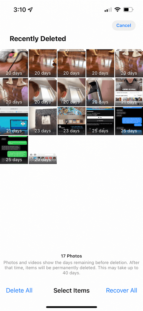 iphone recently deleted