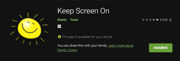 Keep Screen On إبقاء الشاشة مفتوحة