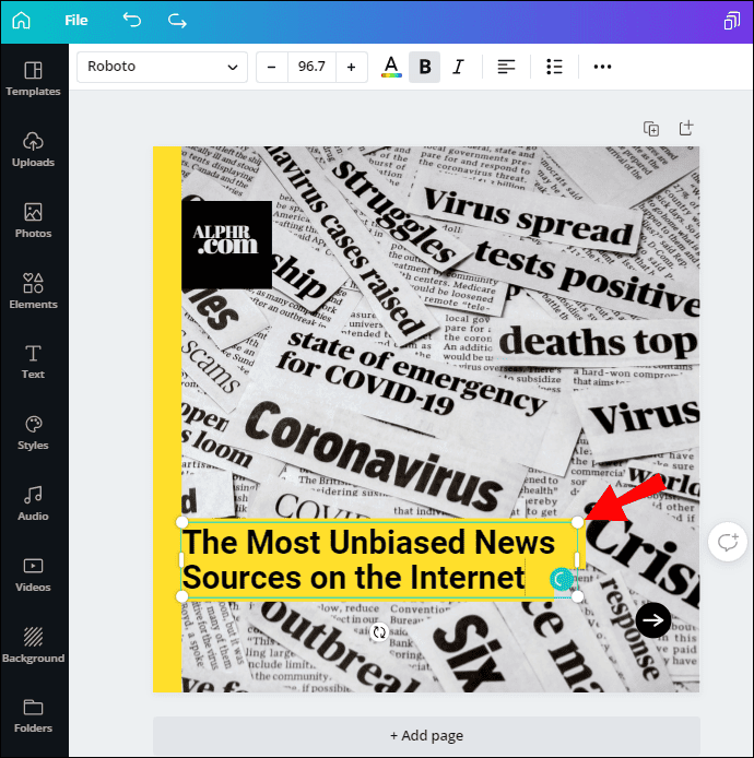 كيفية إضافة مربع نص في Canva 10 5 14 كيفية إضافة مربع نص في Canva