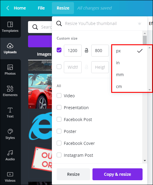 5 2 كيفية تغيير الأبعاد في Canva
