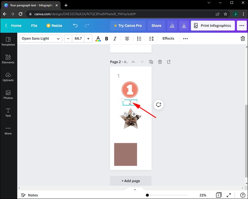 Adding Shapes 8 كيفية إضافة أرقام الصفحات في Canva