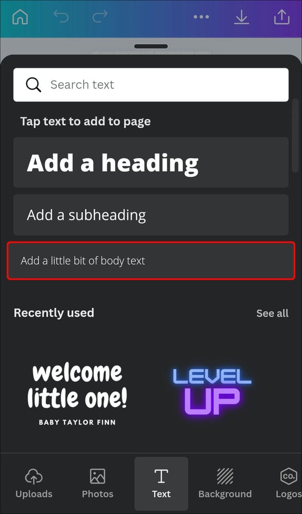 How to Add Page Numbers in Canva on an Android 4 كيفية إضافة أرقام الصفحات في Canva