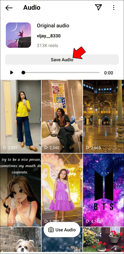 Saving Other Users Audio 3 حل مشكلة عدم توفر الأغنية في انستقرام ريلز