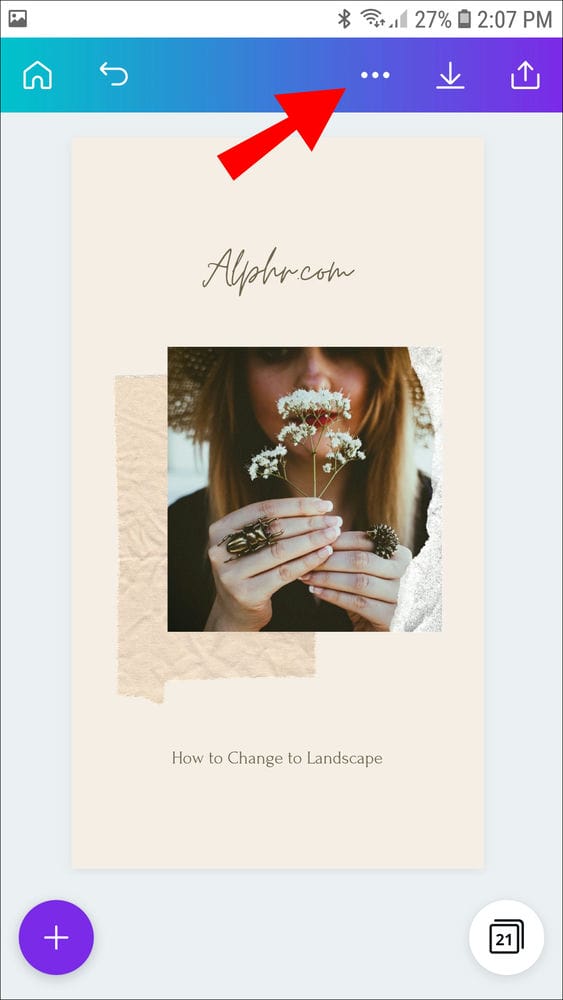 كيفية التغيير إلى الوضع الأفقي في Canva 11 Screenshot 20210805 140746 Canva كيفية التغيير إلى الوضع الأفقي في Canva