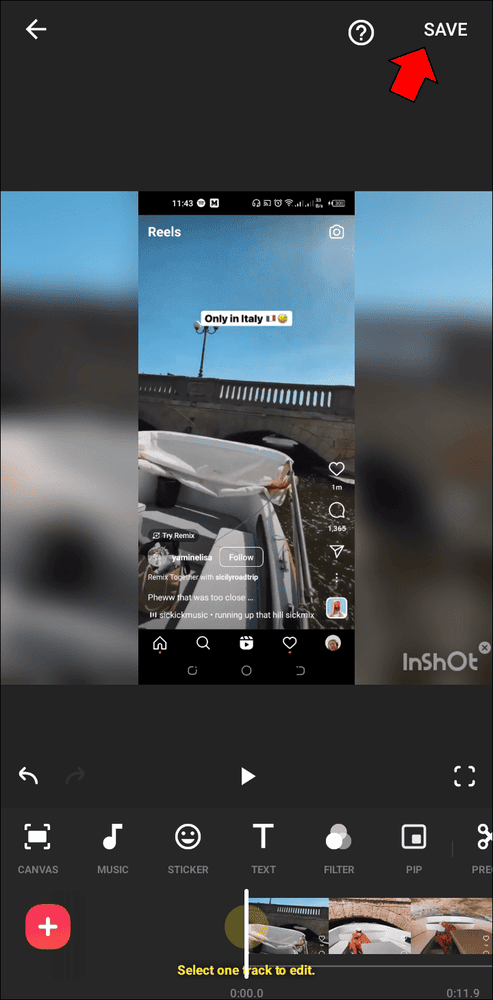 Using the InShot App 6 حل مشكلة عدم توفر الأغنية في انستقرام ريلز
