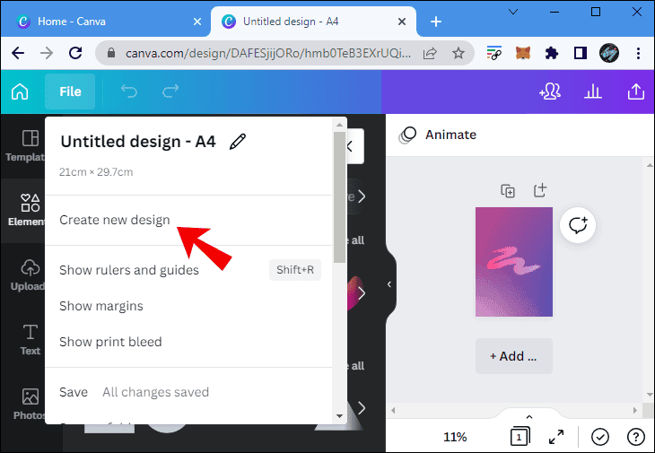 can1 كيفية عمل خلفية متدرجة الألوان في Canva