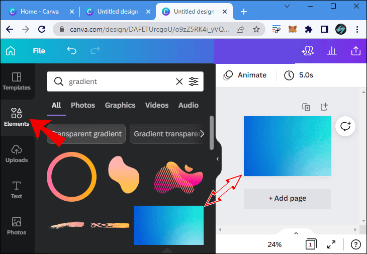 can2 كيفية عمل خلفية متدرجة الألوان في Canva