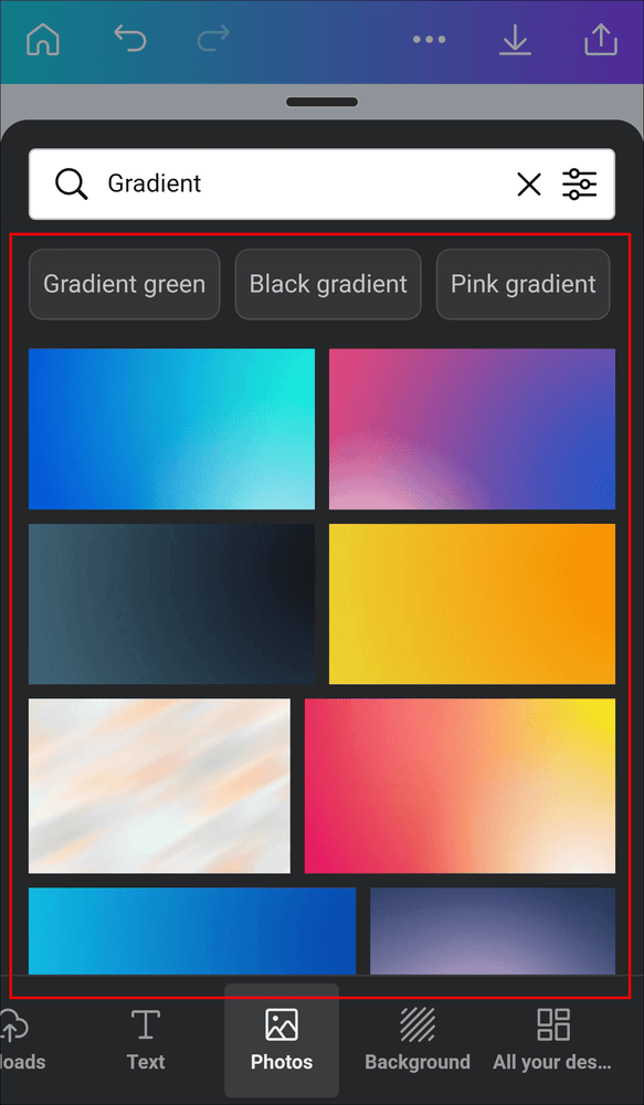 fina2 كيفية عمل خلفية متدرجة الألوان في Canva