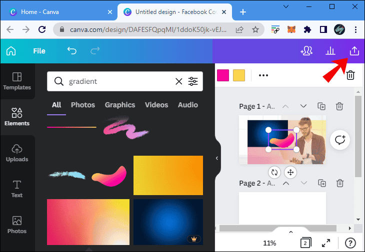 final ending كيفية عمل خلفية متدرجة الألوان في Canva